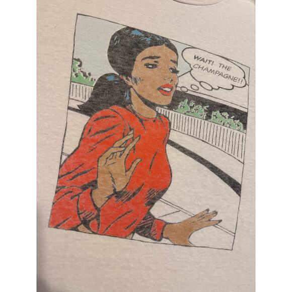 RE/DONE Wait The Champagne 70's Loose Tee in Vintage White XS - Picture 2 of 6